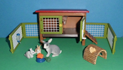 Kaninchenstall mit Bewohnern